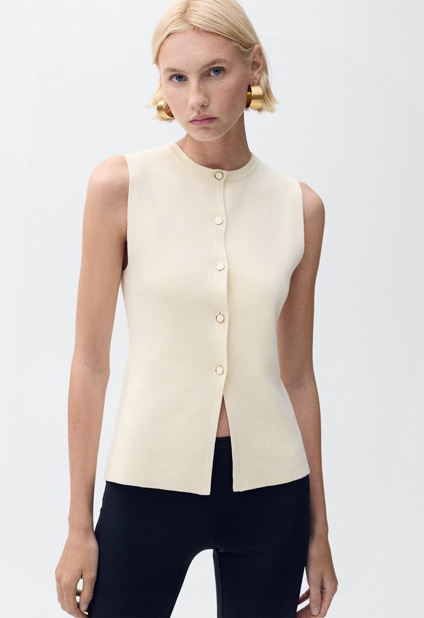 MANGO - Vest Matilda - Light Beige