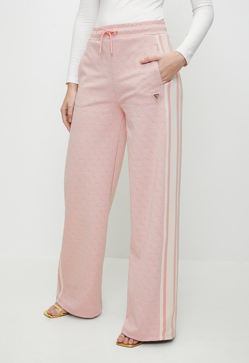 GUESS - JEAN G LOGO STRAIGHT LONG PANT-4G RHOMBUS PINK ROSES