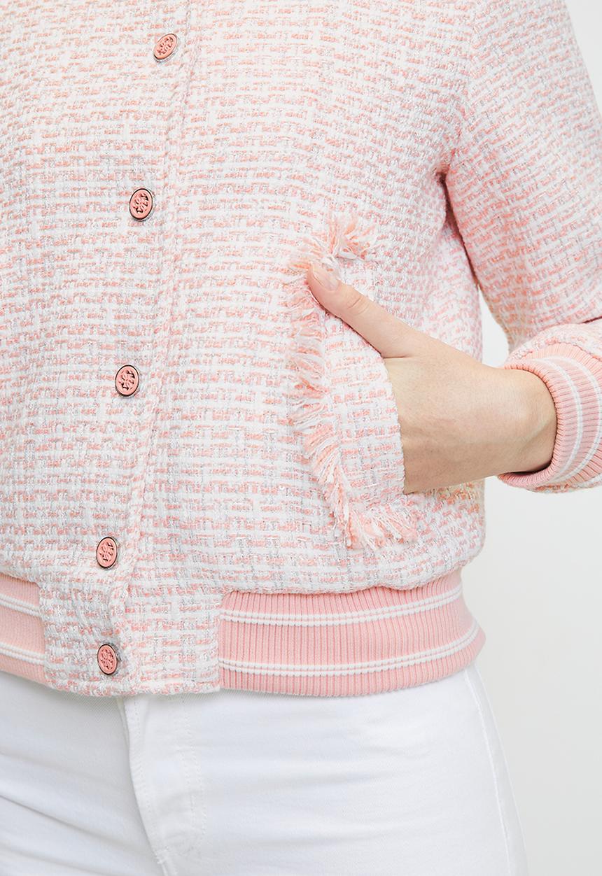 GUESS - NEW GLORIA TWEED BOMBER-LOW KEY PINK MULTI