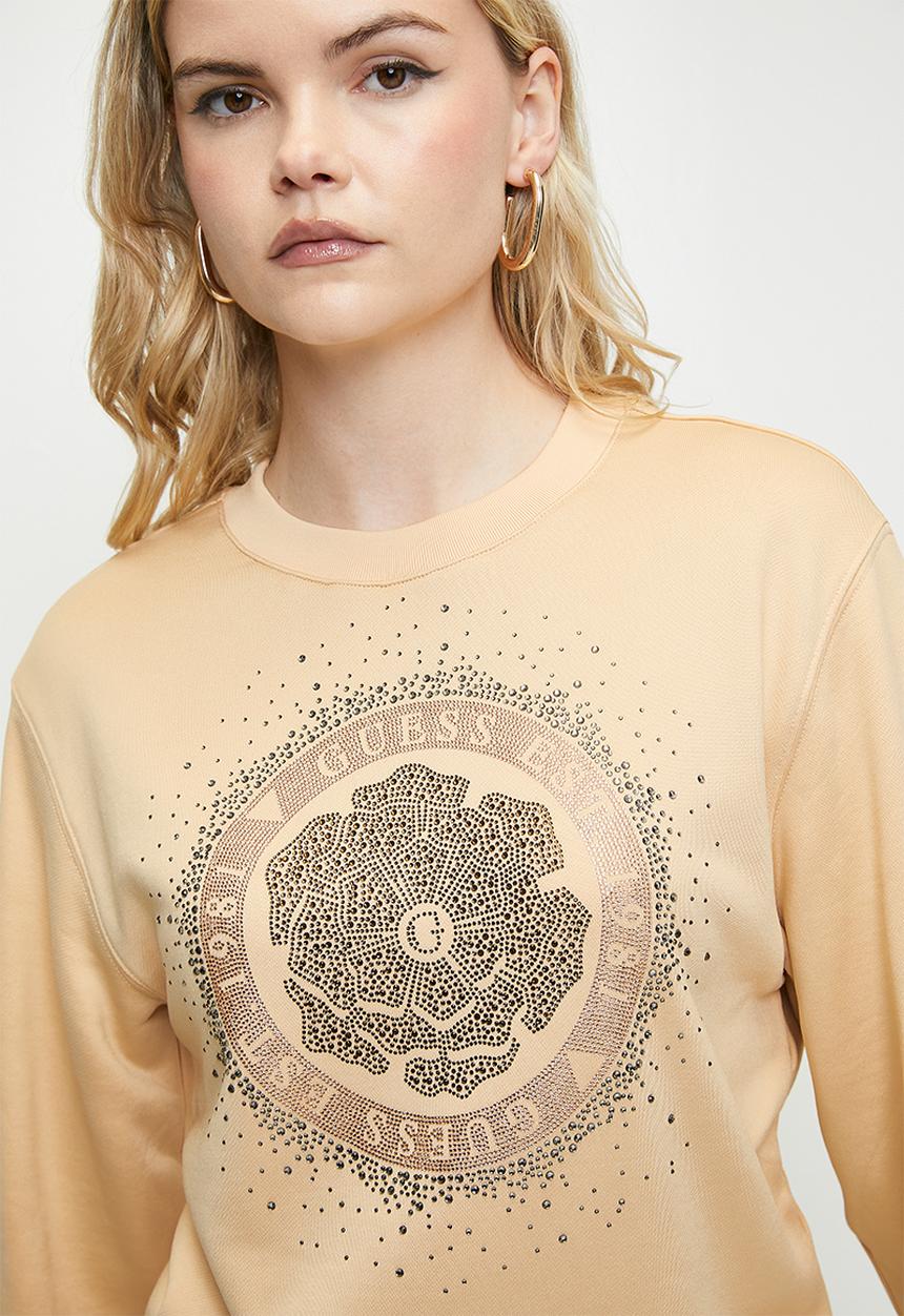 GUESS - CN PEONY LOGO FLEECE-SKINNY LATTE