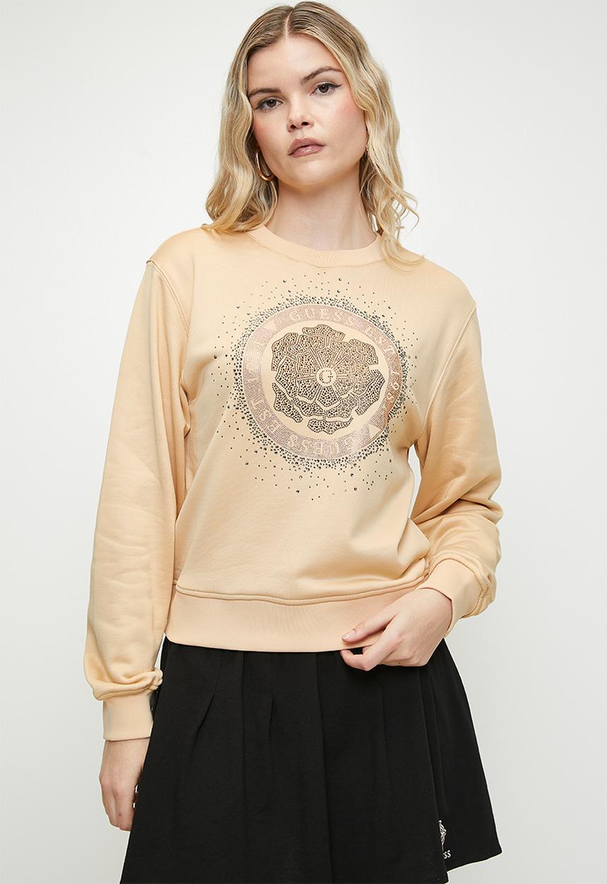 GUESS - CN PEONY LOGO FLEECE-SKINNY LATTE