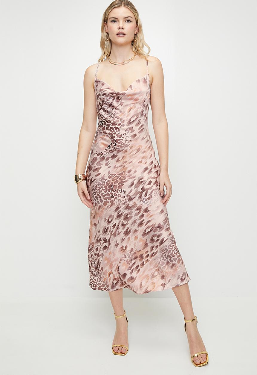 GUESS - AKILINA DRESS-NATURAL POWDER JAGUAR PRINT