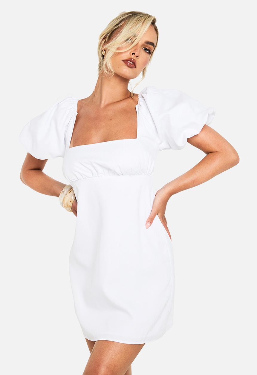 boohoo - Puff sleeve mini dress - ivory