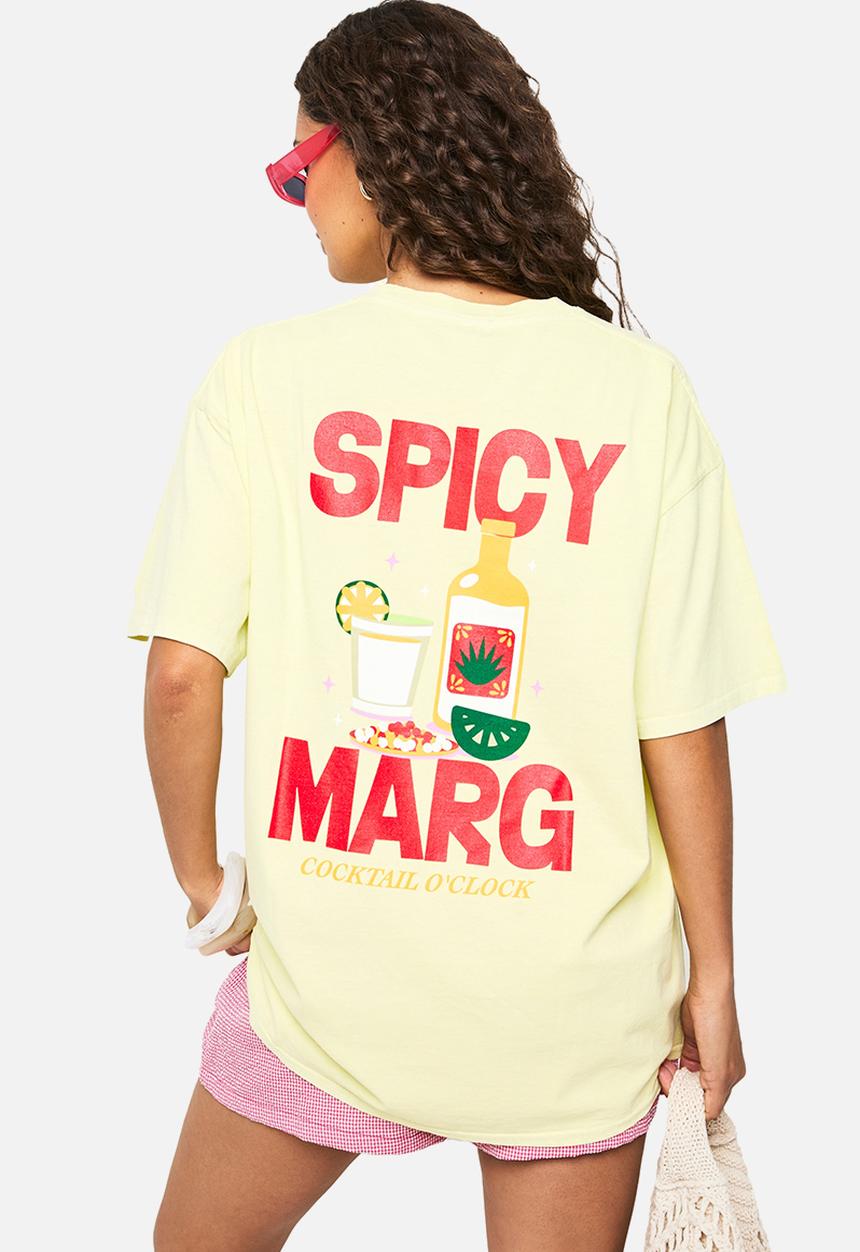 boohoo - Spicy marg overdye back print oversized T-shirt - lime