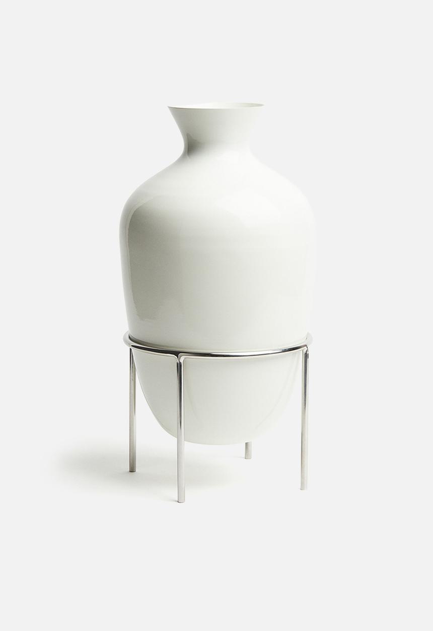 H&M - Tall metal vase - white
