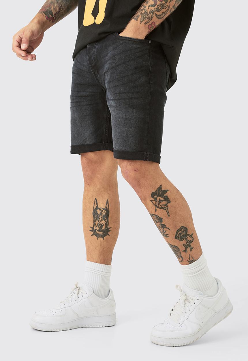 boohooMAN - Skinny Stretch Denim Shorts In Black - Black