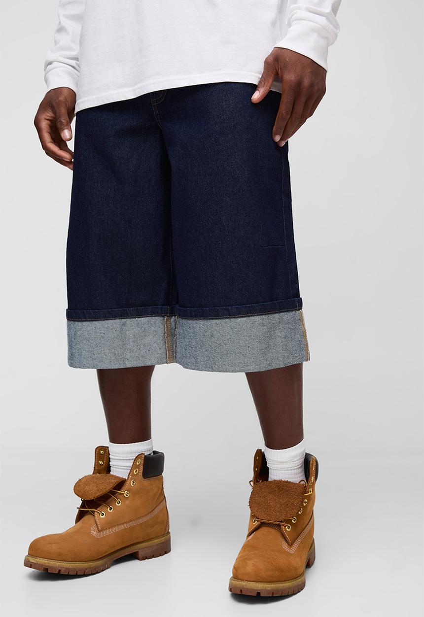 boohooMAN - Turn Up Parachute Jorts - Indigo