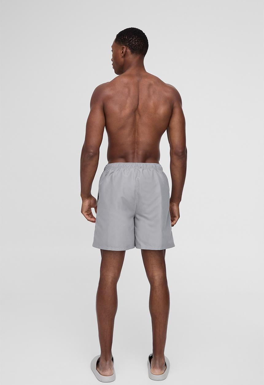 boohooMAN - Branded Mid Length Swim Short in Grey - Grey