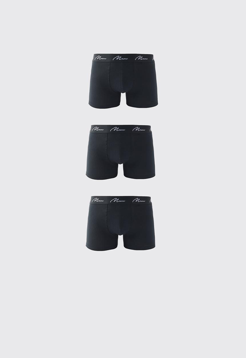 boohooMAN - 3 Pack Man Signature Trunks - Black