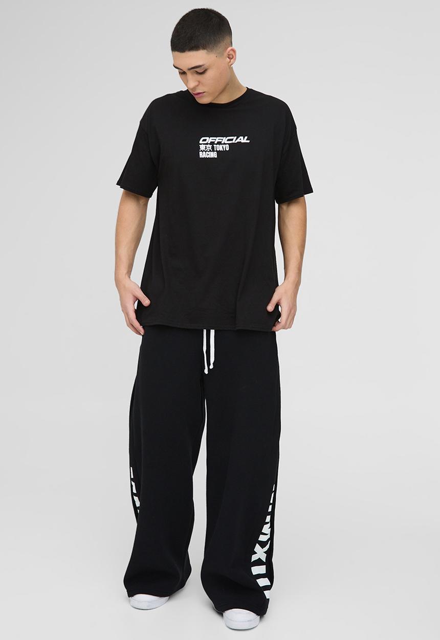 boohooMAN - Oversized Official Racing Graphic T-Shirt - black