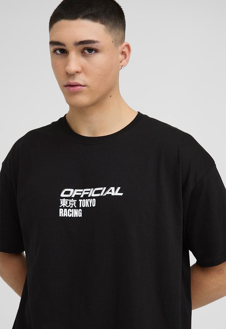 boohooMAN - Oversized Official Racing Graphic T-Shirt - black
