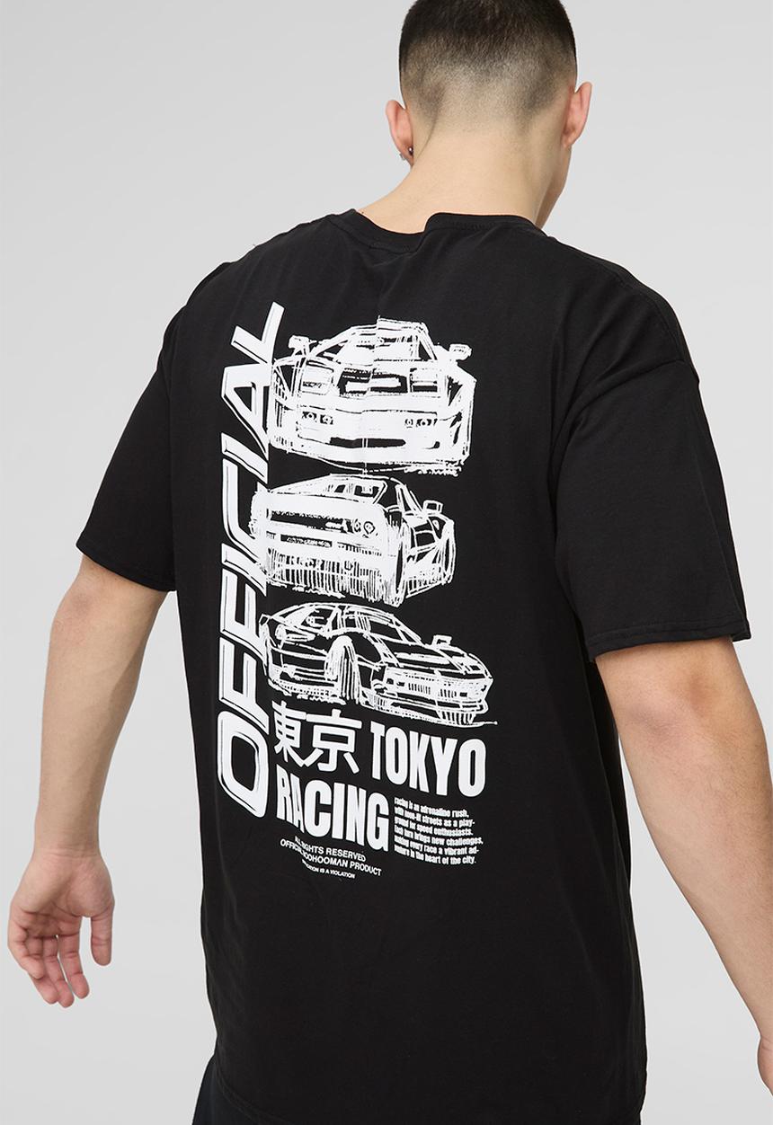 boohooMAN - Oversized Official Racing Graphic T-Shirt - black