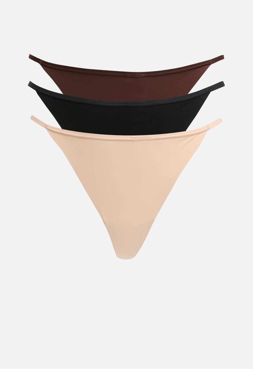 Hunkemoller - 3 Pack String r - chicory coffee