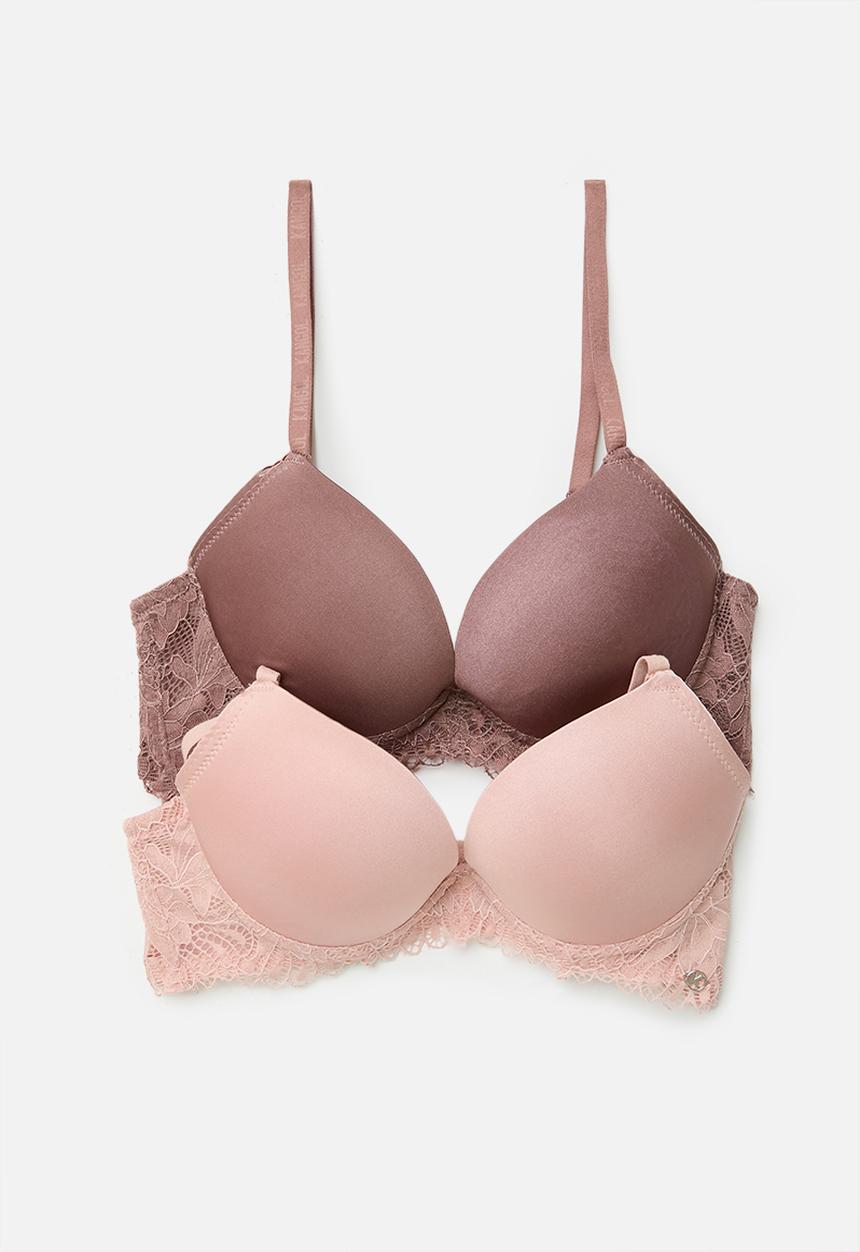 KANGOL - 2 Pack push up bra - seashell & coffee