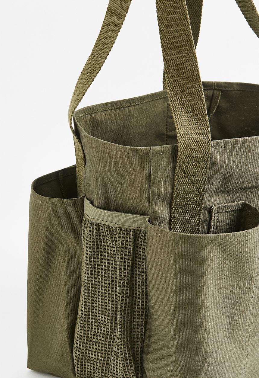 H&M - Cotton canvas shopper - dark khaki green