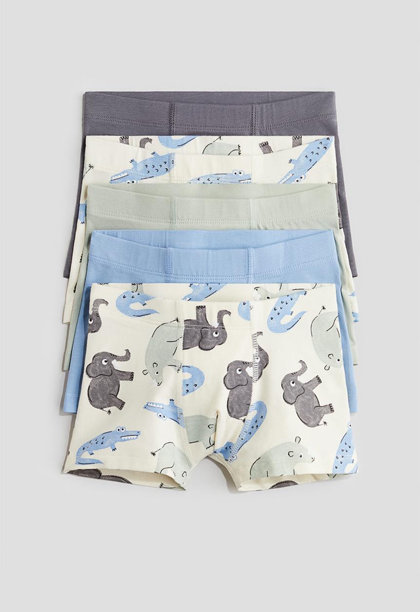 H&M - 5-Pack trunks - blue/elephants 