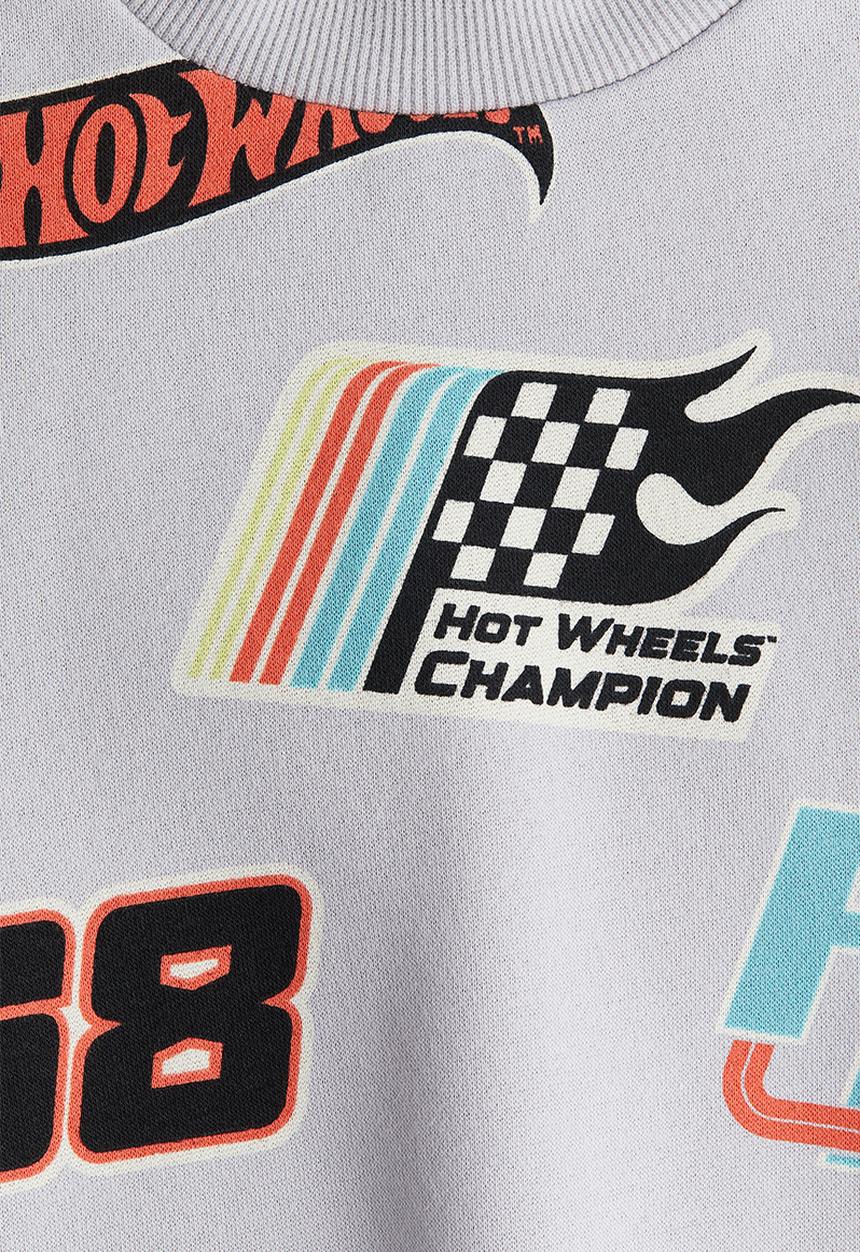 H&M - Oversized printed sweatshirt - light grey hot wheels 