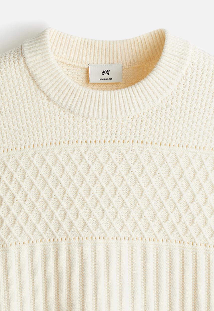 H&M - Regular fit textured-knit jumper - cream
