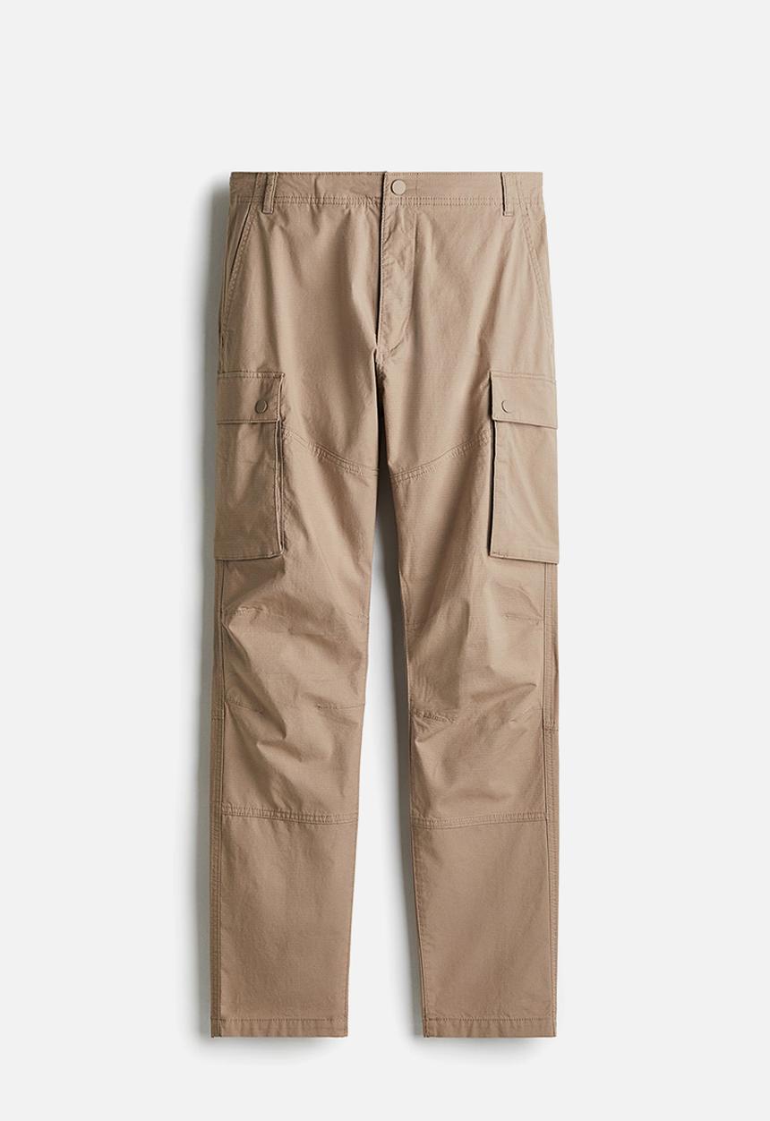 H&M - Slim fit ripstop cargo trousers - dark beige