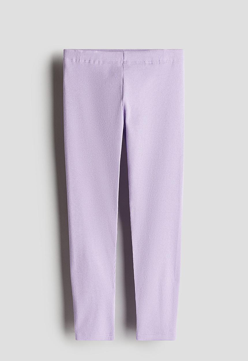 H&M - Ribbed jersey leggings - light purple