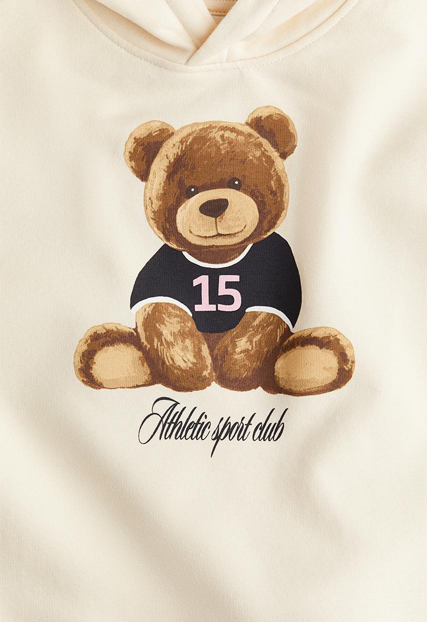 H&M - Printed hoodie - light beige/teddy bear