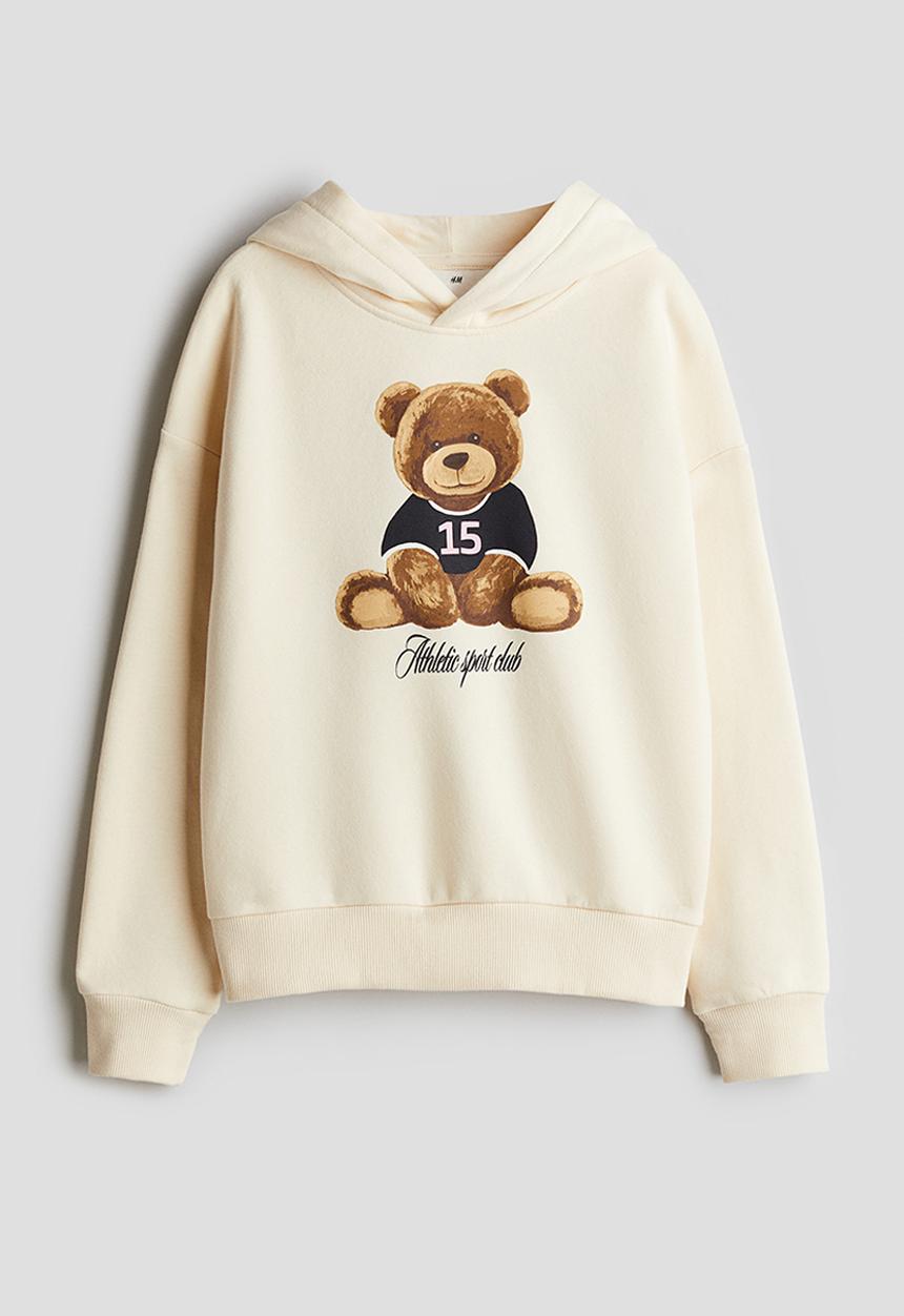 H&M - Printed hoodie - light beige/teddy bear