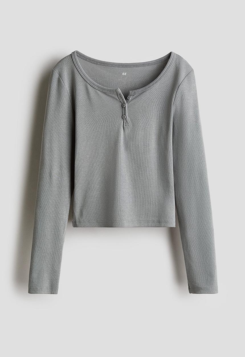 H&M - Long-sleeved jersey top - grey