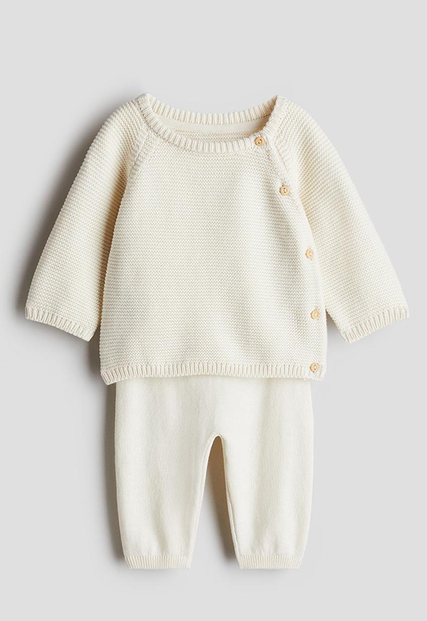H&M - 2-Piece cotton set - cream