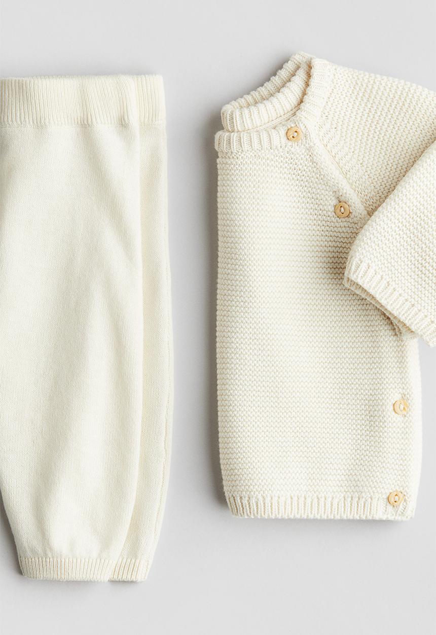 H&M - 2-Piece cotton set - cream