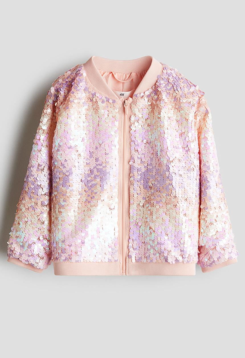 H&M - Sequined bomber jacket - peach