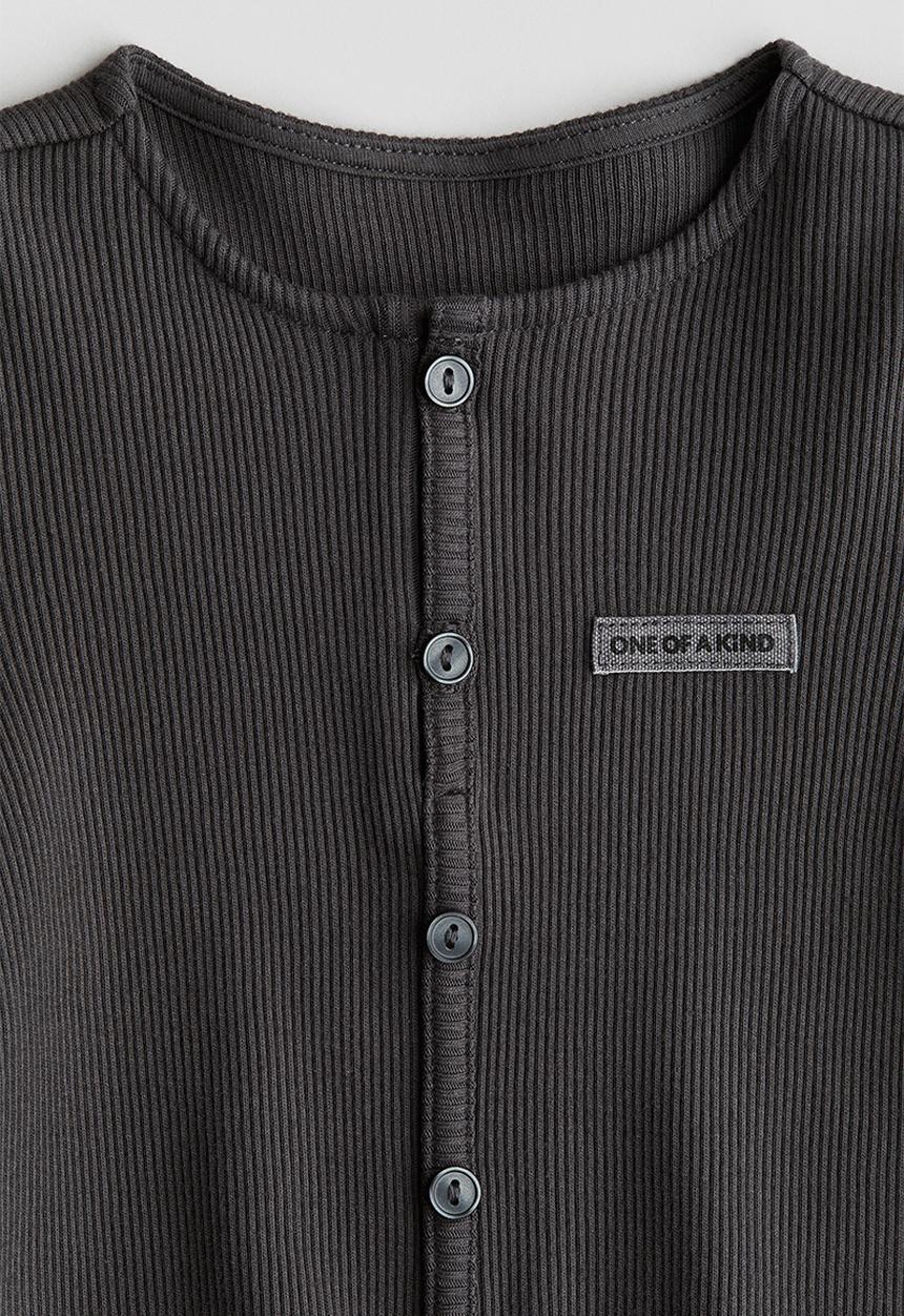 H&M - Button-detail jersey top - dark grey