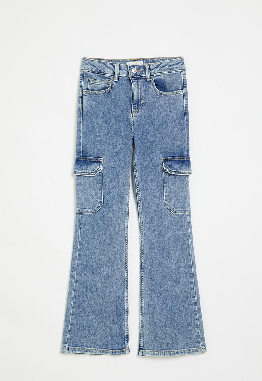 MANGO - Jeans cargo - open blue