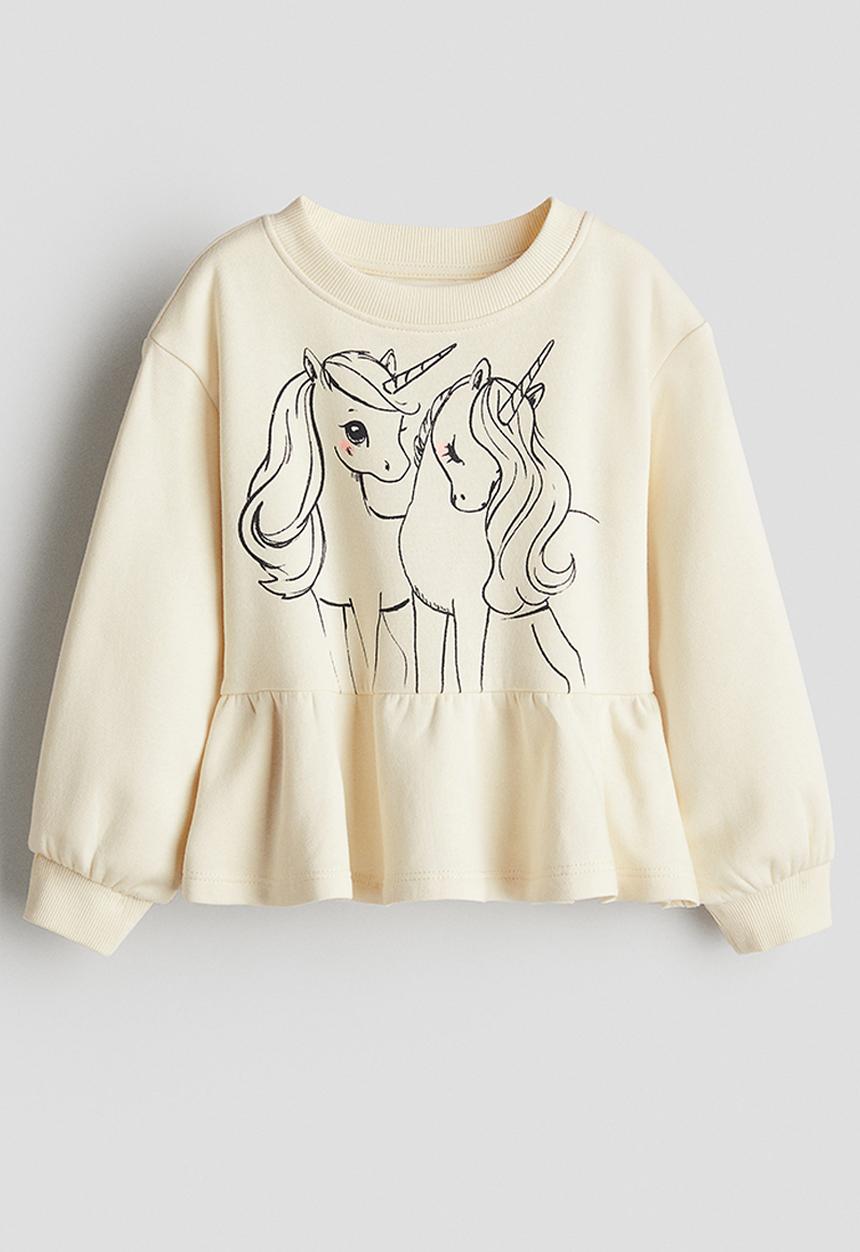 H&M - Peplum sweatshirt - light yellow unicorns