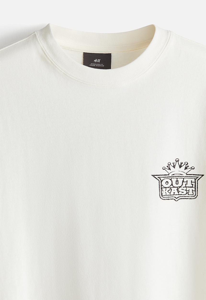 H&M - Oversized fit T-shirt - cream outkast