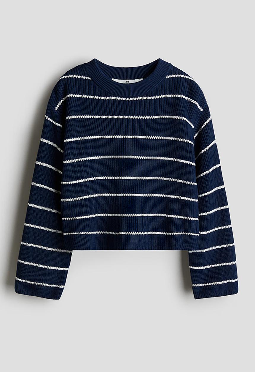 H&M - Boxy jumper - navy blue striped