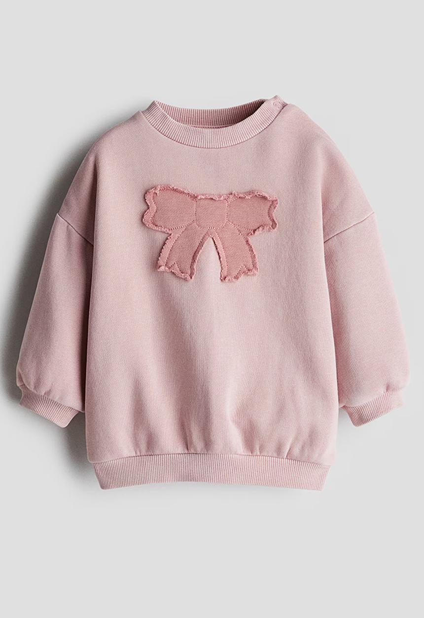 H&M - Appliquéd sweatshirt - pink bow