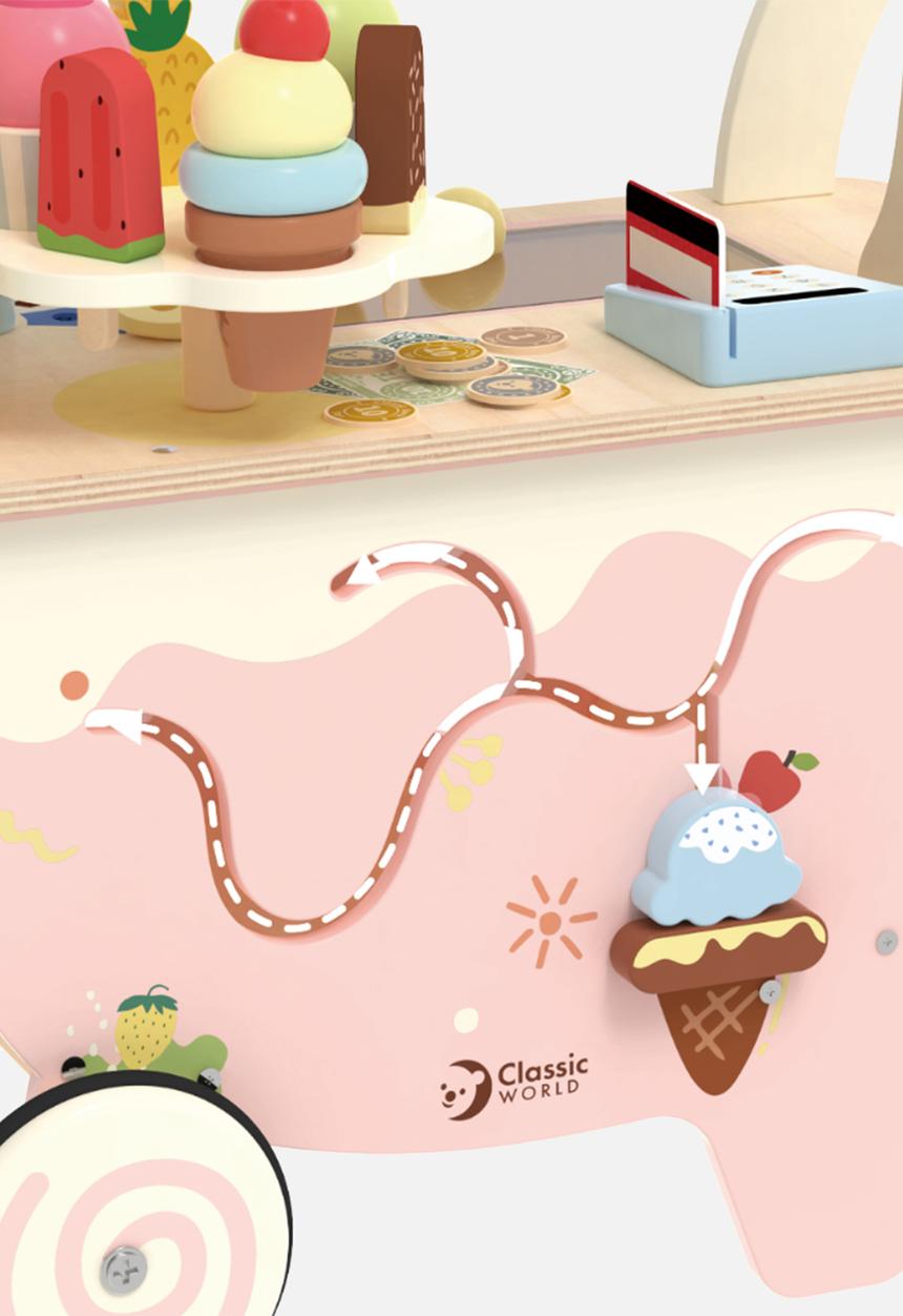 Greenbean Learning - Pretend & play wooden ice cream cart 40pcs - multi