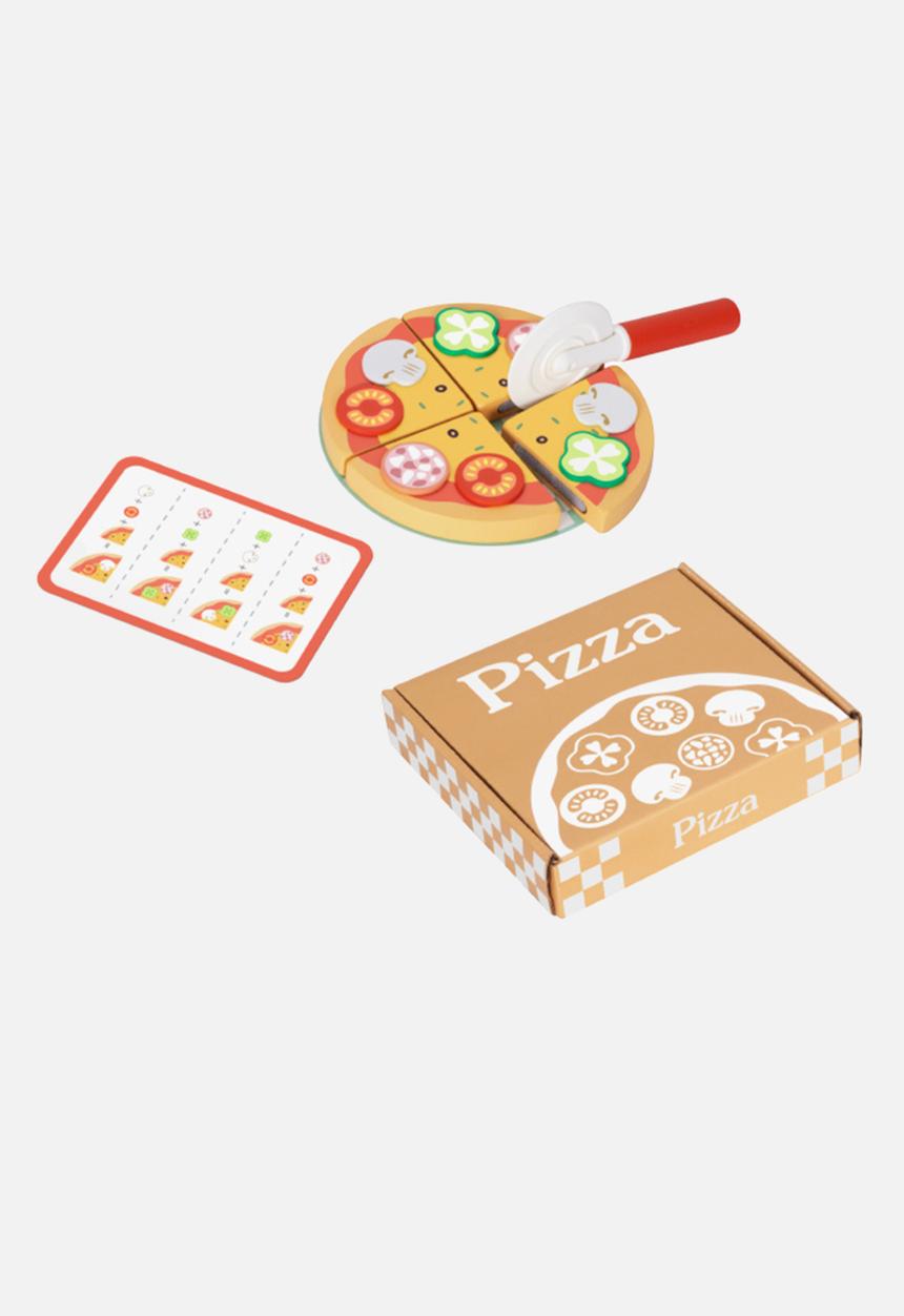 Greenbean Learning - Pretend & play wooden pizza making set 16pcs - multi