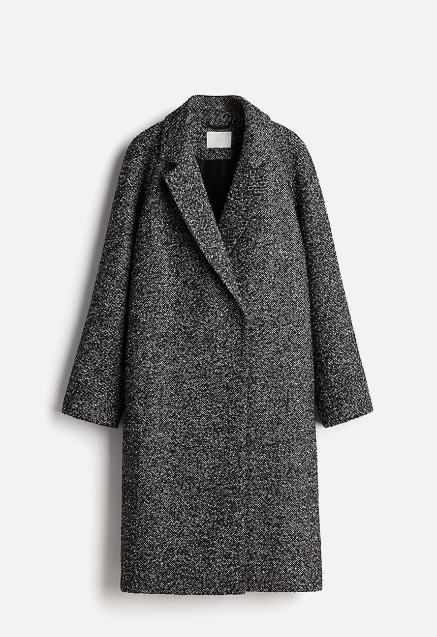 H&M - Double-breasted coat - black marl
