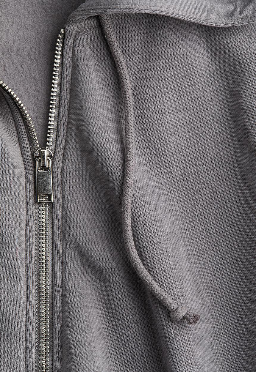 H&M - Cropped zip-through hoodie - grey