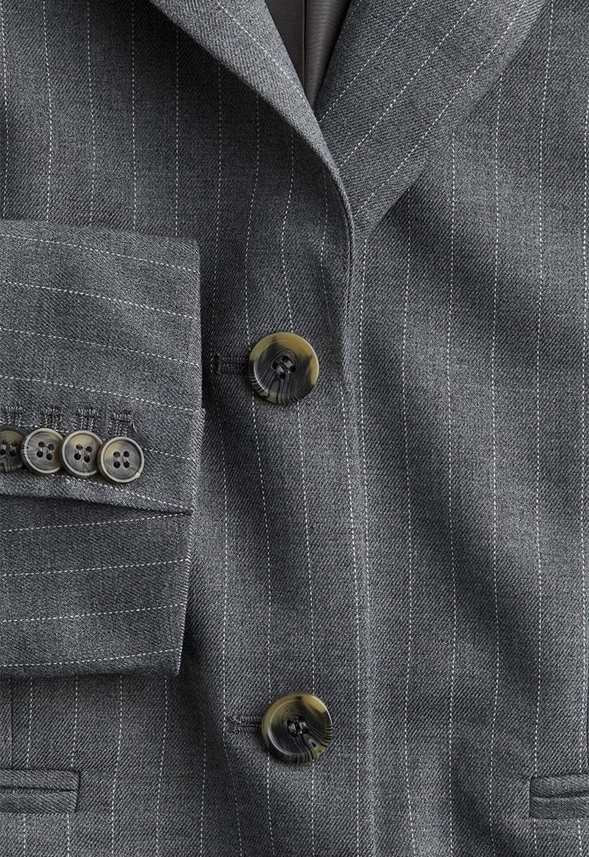 H&M - Oversized single-breasted blazer - dark grey marl/pinstriped