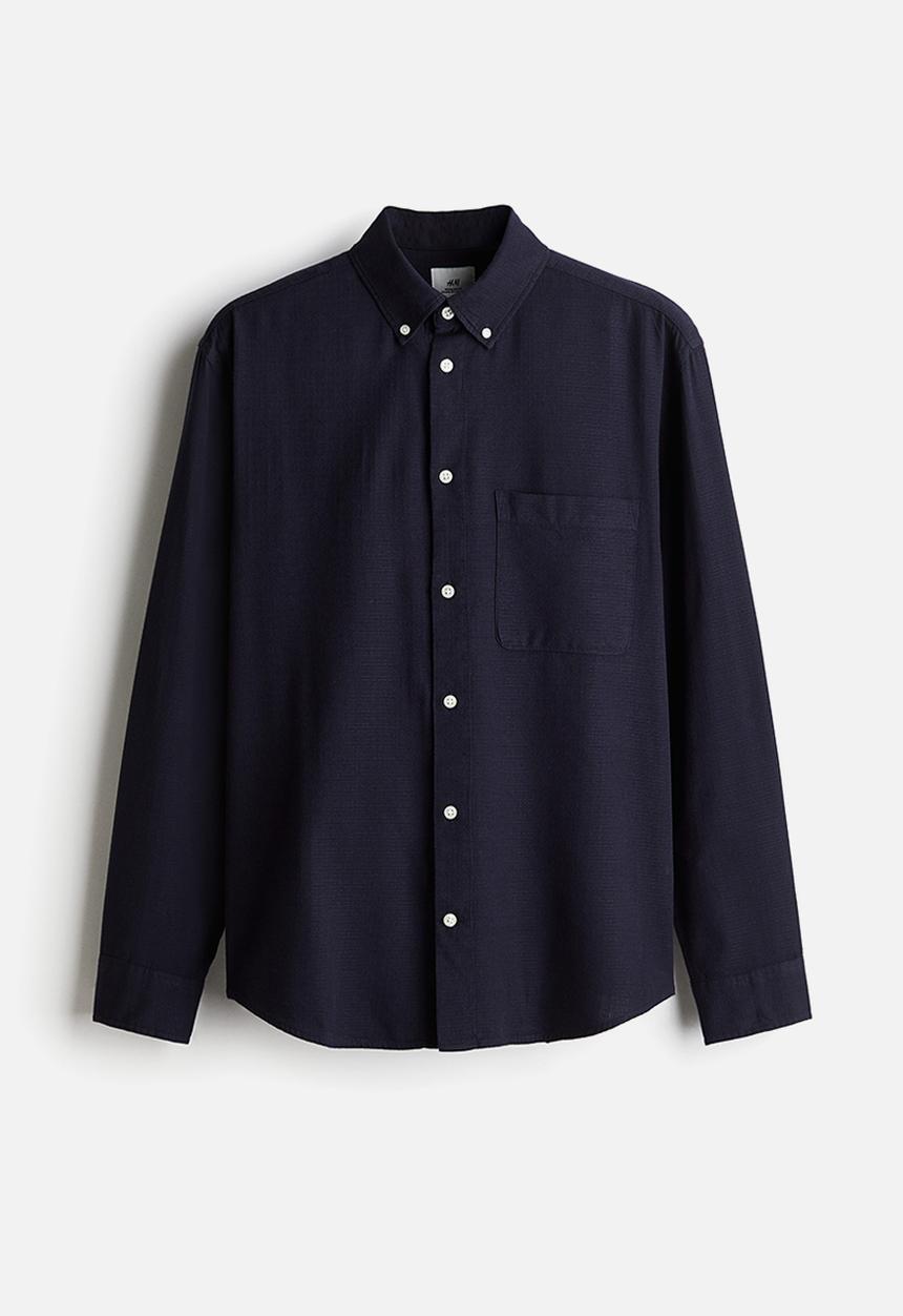 H&M - Regular fit textured shirt - navy blue