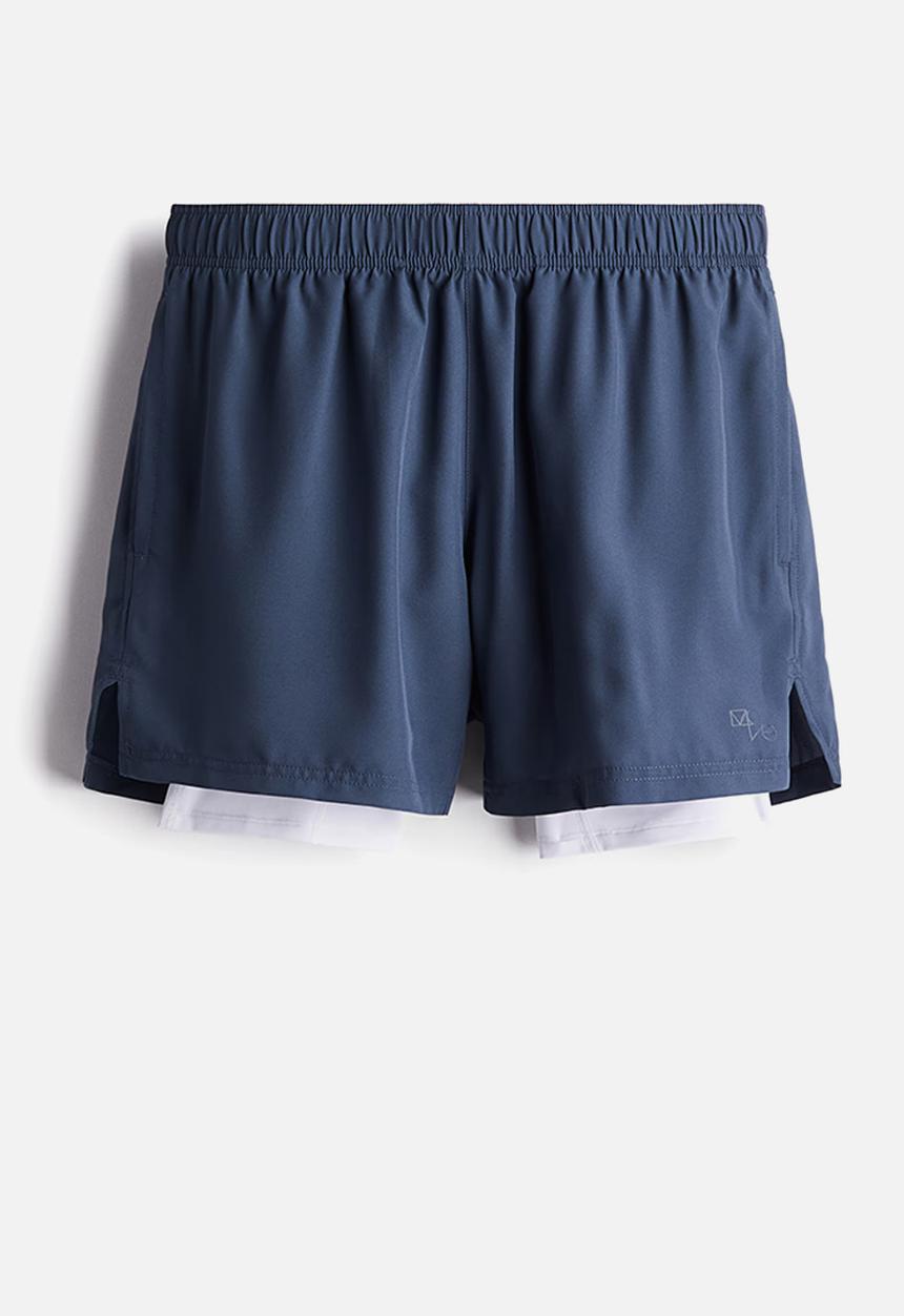 H&M - Double-layered sports shorts with drymove™ - navy blue