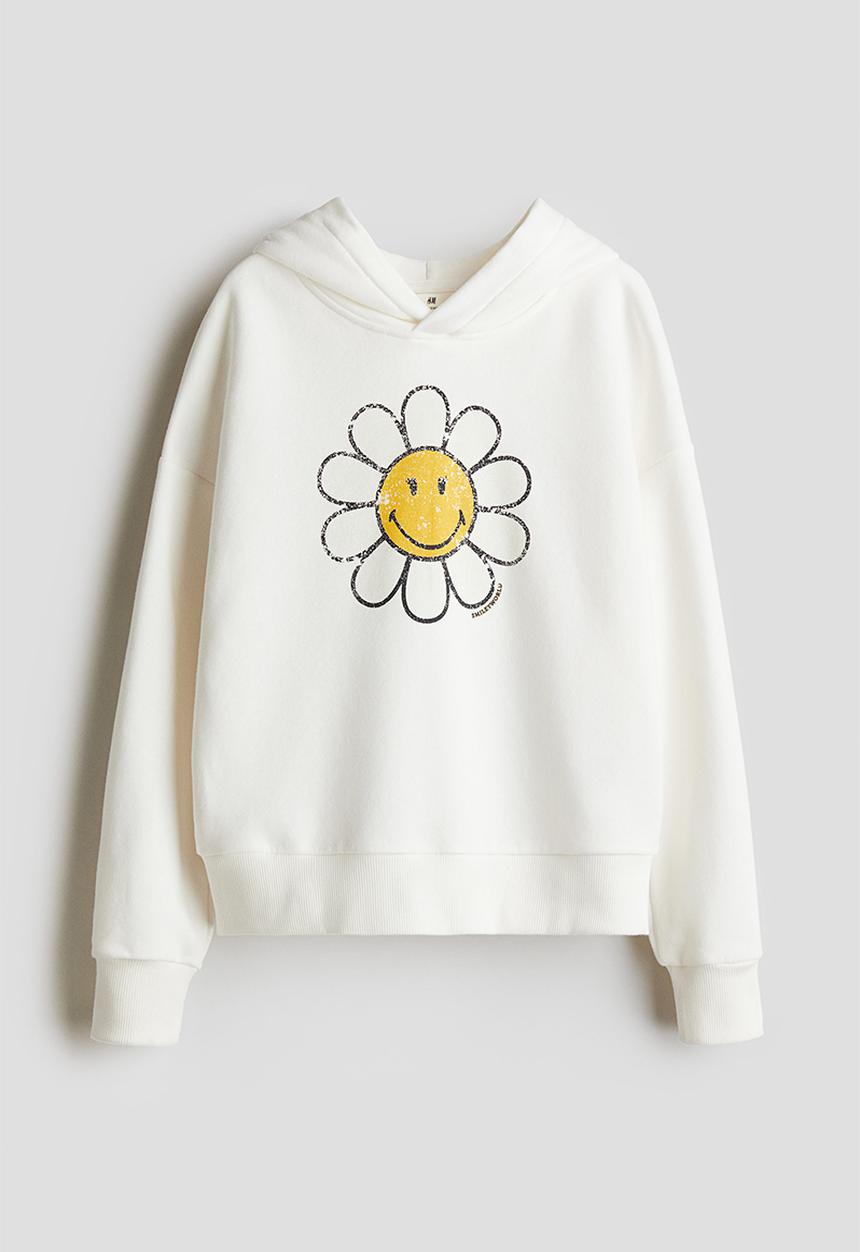 H&M - Oversized printed hoodie - white/smileyworld® 