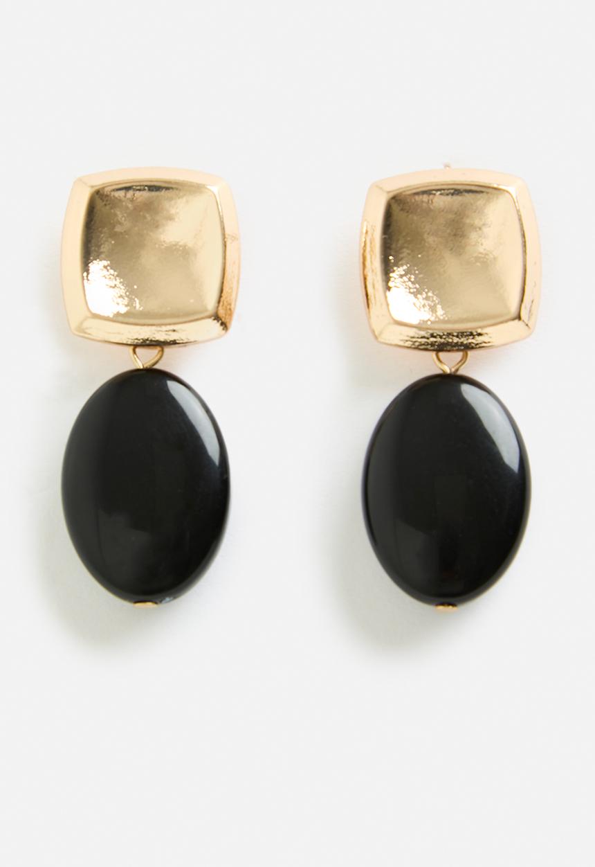 Tessa Design - Emma oval disk earring - gold & black