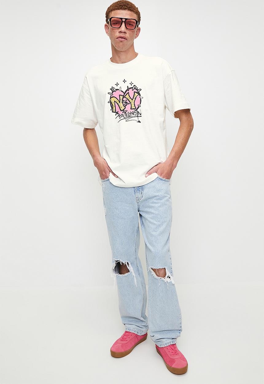 Cotton On - Box Fit Graphic T-Shirt - Vintage White/NY Cupid Love