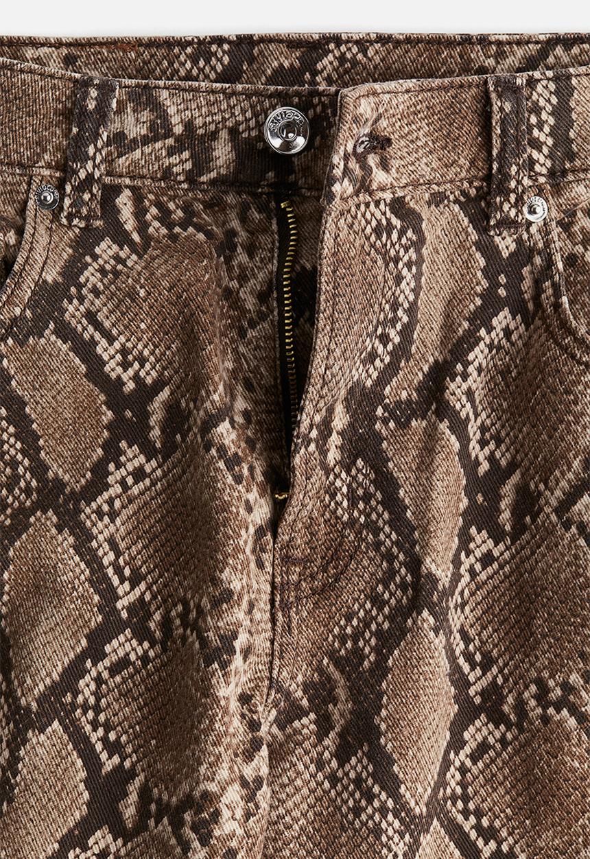H&M - Wide high jeans - brown snakeskin-patterned