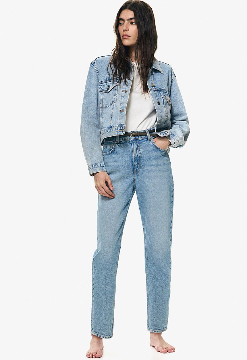 H&M - Slim mom high ankle jeans - light denim blue 