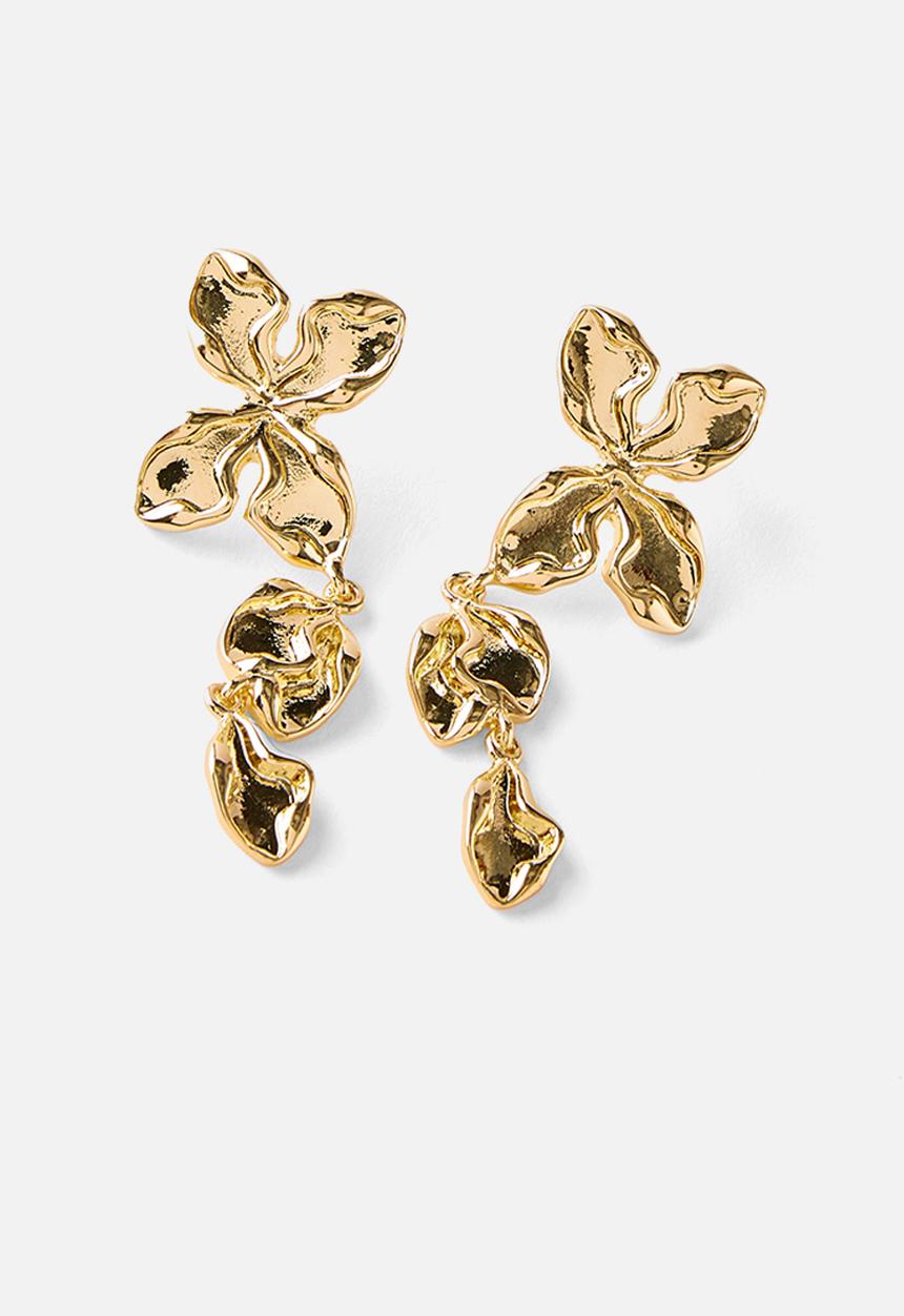 Rubi - Mid charm earring - up gold multi flower drop