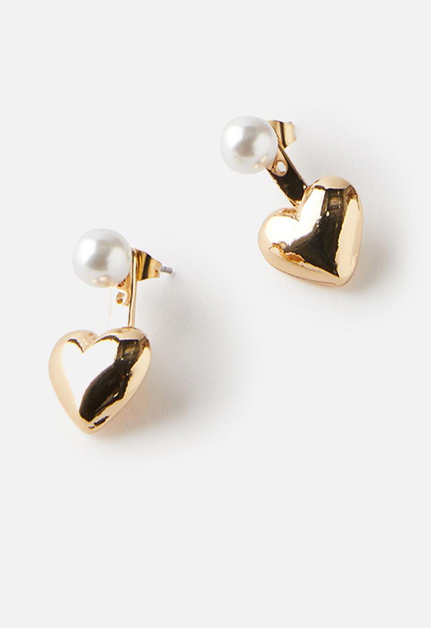 Rubi - Mid hoop earring - gold plated pearl heart